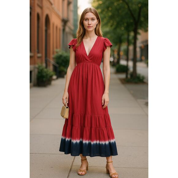 Sachin + Babi Dresses & Skirts - SACHIN + BABI Dress Size 12 Evening Gown NEW Paloma Rose Pockets Midi Red Blue